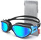 ZIONOR Lunettes de natation polarisées pour homme et femme, G1 Lunettes de natation avec miroir/lentille fumée, protection UV, anti-brouillard, sangle réglable (G1-MAX-BlackBlue-Gold)