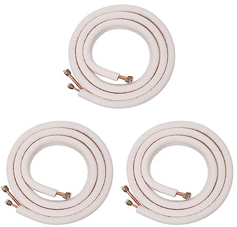 VENEKA 3X Par de Tubos de Bobina de Aire Acondicionado de 3 Metros, 1/4 Pulg., 3/8 Pulg., de Cables de Línea de Cobre Aislado, Piezas de Aire Acondicionado, Tubo Refrigerante