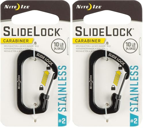 Nite Ize CSL2-01-R6 Stainless Steel Slide Lock, Black, Size 2 (Pack of 2)
