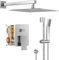 HomGoo Duscharmatur, Wandmontage, Gleitstange, Duscharmatur-Set, Hochdruck, 25,4 cm, Regenduschkopf mit Handbrause-System, Dusch-Kombi-Set mit Duschventil, gebürstetes Nickel