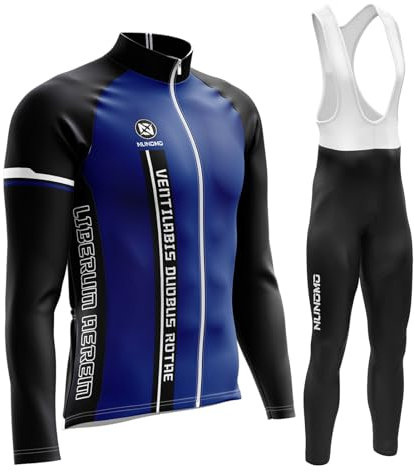 NUNOMO Abbigliamento Completo Ciclismo Uomo Tuta Bici da Corsa Invernale Maglia MTB Manica Lunga + Salopette Imbottiti con Gel 9D MTBGel Caldo e Antivento (TYPE-6A,L)