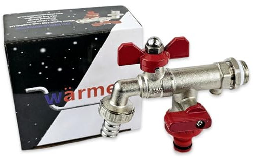 Wärmer System Outside Wall Mounted 1/2 inch Garden Tap with Check Valve, Double Outlet Tap (Butterfly Double Outlet Tap 1/2''x3/4''x3/4'')