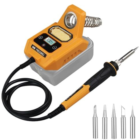 Stazione di saldatura a batteria con display LCD, stazione di saldatura da 60 W, compatibile con batteria Makita da 18 V, 200 ℃-480 ℃, regolabile con 5 punte di saldatura, conversione °C/°F, modalità