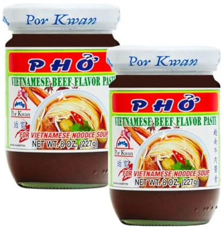 POR KWAN Asian Noodles Broth Paste - Vietnamese PHO Beef Paste (Pack of 2)
