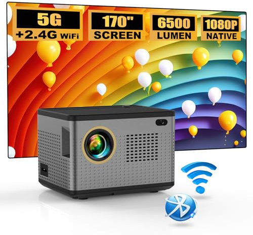 ANKOUJA Mini Beamer 5G WiFi Bluetooth, Tragbarer Projektor Video Heimkino Unterstützt HD Full 1080p, Native 720p HDMI Kompatibel iPhone Android Handy, PS4, Fire TV Stick, PC, Laptop
