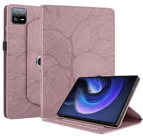 Succtopy Hülle für Xiaomi Pad 6/Pad 6 Pro 11 Zoll 2023 PU Leder 360°Drehbar Multi-Winkel Lederhülle mit Standfunktion und Stifthalter Schutzhülle Xiaomi Pad 6/Xiaomi Pad 6 Pro 11 2023 Rose Gold
