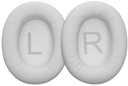 kwmobile 2x Cuscinetto Cuffie Compatibile con QCY H3 ANC Pad - Cuscinetti Ricambio Cuffie Over Ear Simil Pelle - bianco