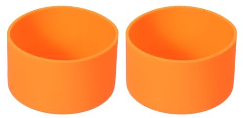 sourcing map 2pcs 7.5cm Protective Silicone Boot Sleeve for 12-24 oz, Water Bottle Bottom Anti-Slip Sleeve Cover, Universal Cup Bottom Accessories, Orange