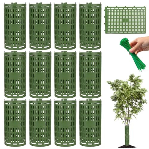 mumisuto Lot de 12 Protecteur De Tronc d'arbre 25 X 37 Cm, Protecteurs De Tronc d'arbre De Plantes RéGlables en Plastique D'éCorce d'arbre Protecteur pour Semis