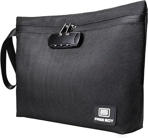 Free Boy Geruchssichere Tasche mit Kombinationsschloss, Geruchsdichter, großer Beutel für die Aufbewahrung auf Reisen, 29,97 x 21,8cm (Schwarz)