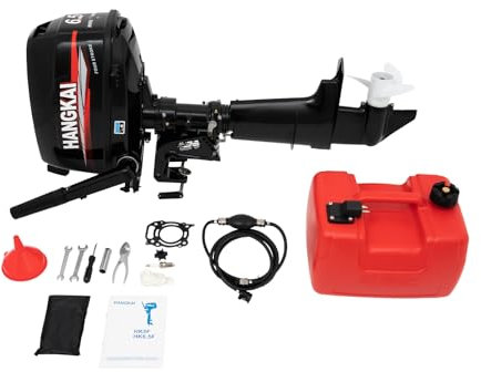 Tagtuell 4 Takt Aussenbordmotor Set, Leistungsstarker 6,5PS Außenborder Bootsmotor Cdi Wasserk Mit Kraftstofftank, für Schlauchboote Fischerboote Bootsmotor Angeln