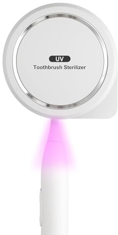 UV Toothbrush Sanitizer Holder, Toothbrush Sanitizer and Holder Cover Caps with Fan Drying, Rechargeable Portable Toothbrush Cleaner Case Fits Most Electric and Manual Toothbrushes (White)