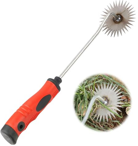 Utensile da giardino a 360° con design a girasole, estrattore di erbacce portatile con manico lungo, strumento di rimozione dell'erba in acciaio inossidabile, tagliabordi per giardino domestico