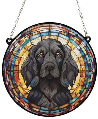 Image Industry Cocker Spaniel Sonnenfänger mit Buntglas-Effekt, Gartengeschenk, Hundegeschenk, Haustier-Gedenkstätte, 19 cm, Schwarz