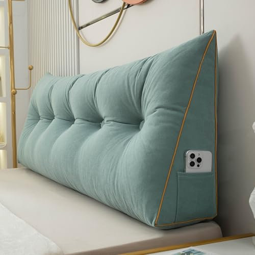 BaoTom Back Cushion for Bed Couch Reading Cushion, Wedge Cushion Headboard Bed, Cushion Bed Backrest, Book Cushion Lumbar Cushion Bed, Support Cushion for Reading Height of 50cm(Cyan,200 * 50 * 20cm)