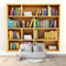 Wandtapete Bücherregal Bücher Fototapete, Kunststil Vliestapete Bild Dekoration Wand-Dekor, 350 x 256 cm (W x H) Tapete Panorama Poster Für Mädchen, Jungs Schlafzimmer Wohnzimmer
