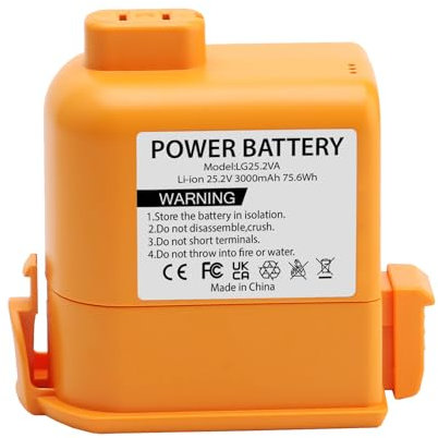 Abaiyer Aspirapolvere Batteria di ricambio 25.2V Li-ion 3000mAh Aspirapolvere Batteria ricaricabile Adatto per LG A9M A9MASTER2X A9MULTI2X A9PETNBED2X SR8877 SR8895 Navibot SR8990 Aspirapolvere