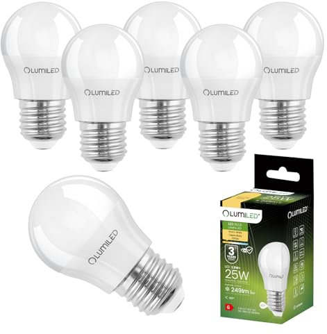Lumiled LED Lampen E27 P45 2,5W ersetzt (25W Glühlampe) 6 Stück Set 249lm 3000K warmweiß 180 Grad Lichtwinkel 230V Glühbirne Birne Leuchtmittel Kugelform Kugel Energiesparlampe