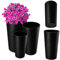 KADAX 3er Set Blumentopf mit Holzspänen, eleganter Übertopf mit herausnehmbarer Einlage, Blumentopfschutz für Büro, Blumenkübel, Topf, Gartenschale (schwarz)