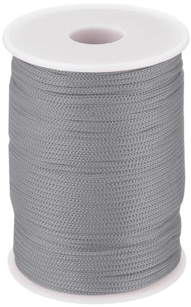 sourcing map Corde tressée en polypropylène de 2 mm - 100 m - Corde utilitaire creuse pour corde à linge, camping, randonnée, extérieur - Gris