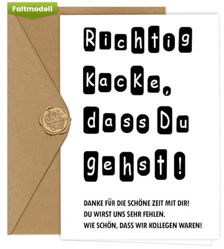 Werfunee - Abschiedskarte Kollegen A6 (mit Umschlag) - Lustige Karte Abschied Kollege - Abschiedsgeschenk Kollegen Jobwechsel - Karte Abschied Kollegin - Ruhestand Karte (Abschiedskarte)
