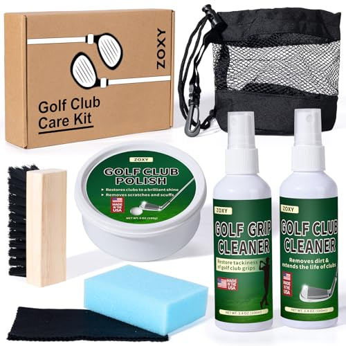 ZOXY Golf Club Polishing Kit–Clean, Polish, and Restore Irons, Drivers, Putters–Golf Club Cleaning Kit with Golf Club Polish, Golf Club Cleaner, Golf Grip Solvent