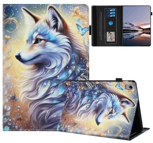 Mldjomid Funda Tableta para Lenovo Tab P11 (2nd Gen) 11.5 2023 (TB350FU/ TB350XU) Protectora Carcasa con Soporte y Auto Sueño/Estela PU Flip Case Cover para Lenovo Tab P11 Gen 2- Lobo Blanco