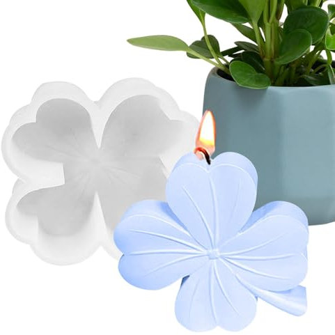 Siuwddee Glückskleeblatt-Silikonform, Vierblättriges Kleeblatt Silikonformen, Gießformen Silikon Gipsformen Zum Gießen, Silikonform Vierblättriges Für Sojawachs Kerzen, Seife, Gips