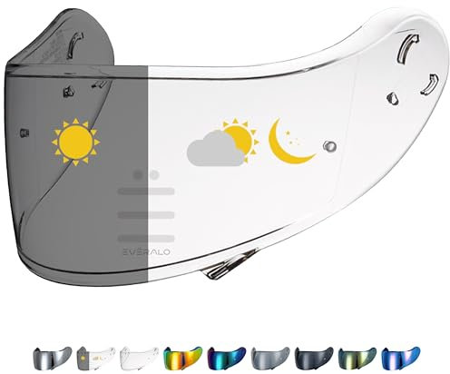 Everalo Kompatibel mit Shoei Neotec 2 Visier - Cns 3 - Helmvisier Pinlock Ready - Anti-Kratzer und Anti-Beschlag (Photochromatic)