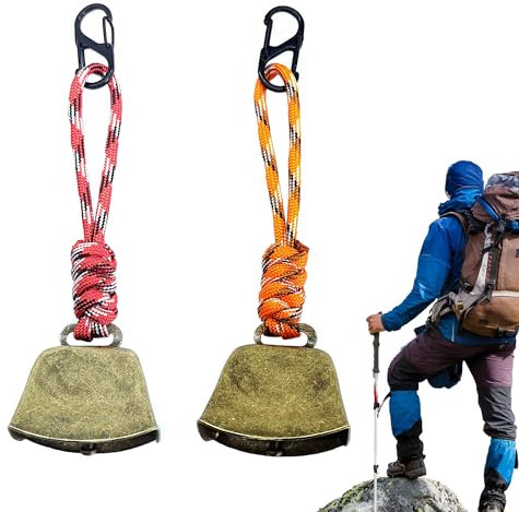 CHENNAN 2 Stück Bärenglocken, Anti Bär Glocken, Metall Vintage Mini Kuhglocke, Glocken auf dem Rucksack, Vielseitig Kompakt und Tragbar Für Outdoor-Wanderungen, Rucksack-Anhänger, Tierhalsbä (B1)