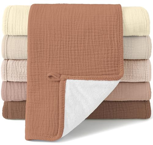 Bearmoss Moltontücher Baby 100% Baumwolle Weiche Spucktücher Baby, 6er Pack 50x25cm für Jungen Mädchen (GelbBraun)