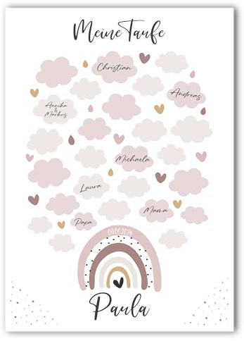 Taufe Gästeposter | Regenbogen | Gästebuch | personalisiert | Taufgeschenk | Taufgästebuch | Gästebild (Rosa)