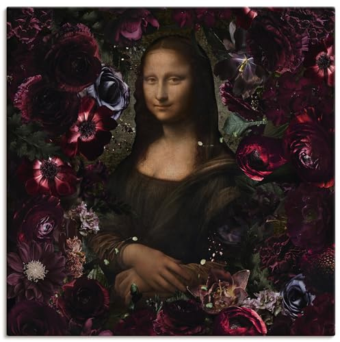 ARTLAND Wanddeko Leinwand Bilder Wandbild 40x40 cm Blumen Rosen Gemälde Porträt Mona Lisa Renaissance U5KK