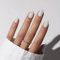 KQueenest White Press on Nails Short Almond, Short False Nails Press ons, Sheer Milky White Fake Nails Medium Stiletto, Glossy Opaque, Reusable Soft Gel Stick on Nail for Women, 30 Pcs