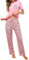 Bresdk Pigiama Corto Donna Cotone Vestiti Eleganti Camicia Manica Corta con Pantalone Lungo Stampato, Rosa, XL