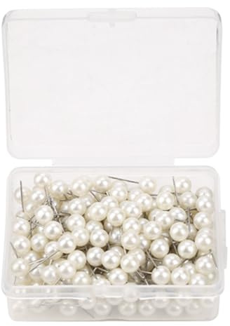 KooingTech 200 Stück Stecknadeln Mit Kopf, Weiße Stecknadeln Aus Rostfreiem,17mm Pinnadeln Heftzwecken Reiszwecknadeln, Karte Nagel Pinnadeln Plastik Markierung Thumbtack Pins Deko