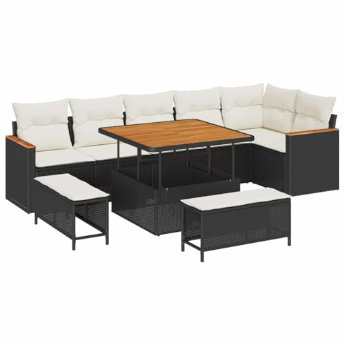 vidaXL Gartensofa-Set 9 STK. Schwarz Poly-Rattan