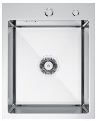 Melanstar Évier inox 40 x 50 cm Évier 1 bac 1 lavabo, avec siphon et trou pour robinet, acier inoxydable argent Kitchen Sink