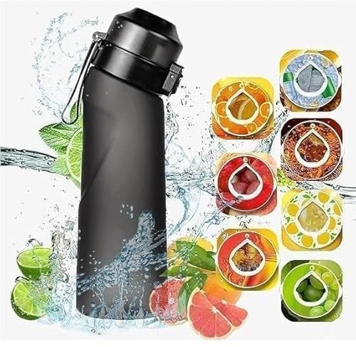 Coeyos A1r Borraccia Up con 7 Gusti cialde aromatiche, 650ML Air Bottiglia Up Tritan Senza BPA, Air Starter Up Set Borracce 0 Tazza di zucchero e acqua Bere Frutta Fragranza (BLACK)