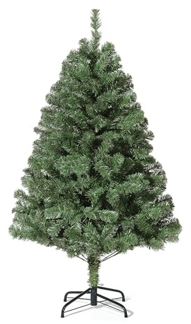 Garvee 140 cm Künstlicher Weihnachtsbaum, PVC Tannenbaum mit 380 grünen Spitzen Ø 92 cm Kunstbaum Weihnachten mit Metallständer& Klapp-Schirmsystem für Familientreffen, Büro und Flure