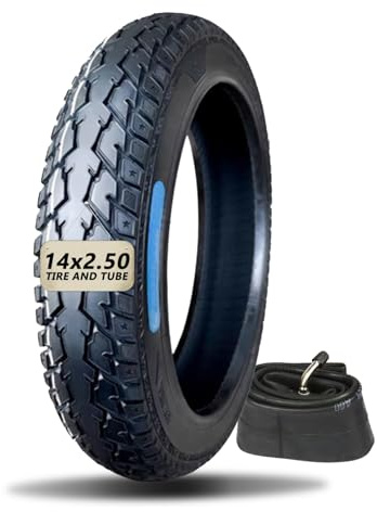 Juego de neumáticos de Bicicleta eléctrica y Tubo Interior de 14 Pulgadas, Neumático de Bicicleta eléctrica de 14 x 2,50 64-254 Compatible 60/100-10 neumático para Bicicleta eléctrica
