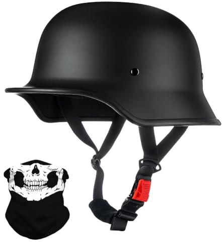 Vintage Stile Tedesco Mezzo Casco, ECE Approvato, Faccia Aperta Casco con Fibbia a Rilascio Rapido, Adulto Uomini Donne Caschi di Moto per Bicicletta Incrociatore Scooter(Z1,M/57-58cm)