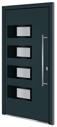 ChicAbode Haustür 110x210cm Nebeneingangstür Kellertür Eingangstür Außentür Wohnungstür Tür Aluminium und PVC AnthrazitRechts