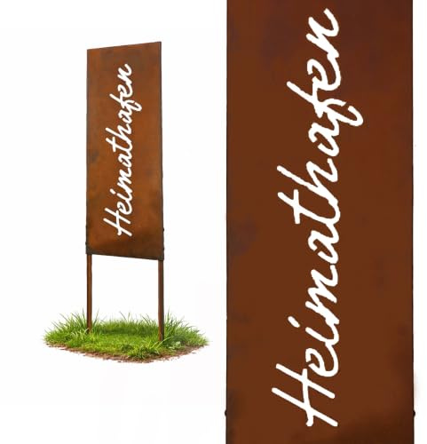 Relaxdays Edelrost Gartendeko, Design, HB: 85 x 28 cm, Gartenstecker wetterfest, zum Stecken, Sichtschutz, Eisen, braun
