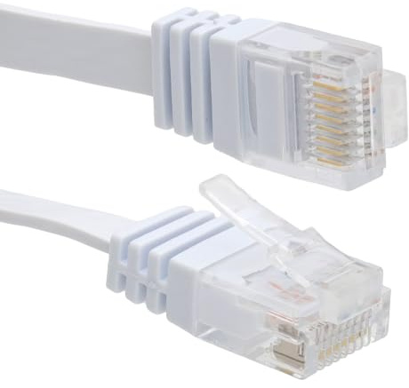 kenable Flat CAT6 Ethernet Cable Low Profile Gigabit Network Patch Lead Pure Copper RJ45 White 0.15m/15cm
