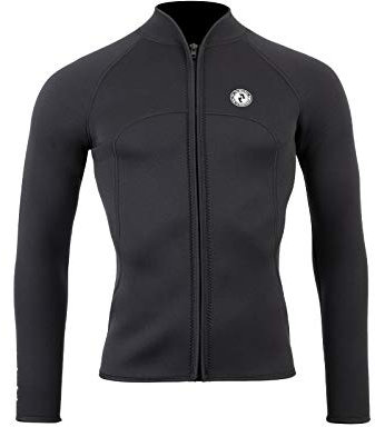 Two Bare Feet Men's Heritage 3mm Full Zip Wetsuit Jacket — Neoprene Long Sleeve Surf Jacket for Swimming, Surfing, Paddleboarding & Watersports (XL)