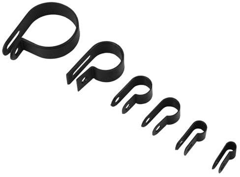 Nylon P Clips, 200 Stück Nylon Kunststoff P Clips Draht Klemmen P Verbindungs Elemente Kabel Klemme Verbindungs Elemente Schläuche für Kabel Leitung Draht, Drahtseil Clips (Schwarz)