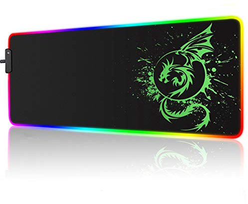 Foulrog RGB Gaming Mouse Pad, Large Extended Glowing Led Mousepad with 15 Lighting Modes and USB,Smooth Surface Waterproof Gamer Mouse Mat for Gaming, Macbook, PC, Laptop, Desk 31.5 X 12 Inch (Green)