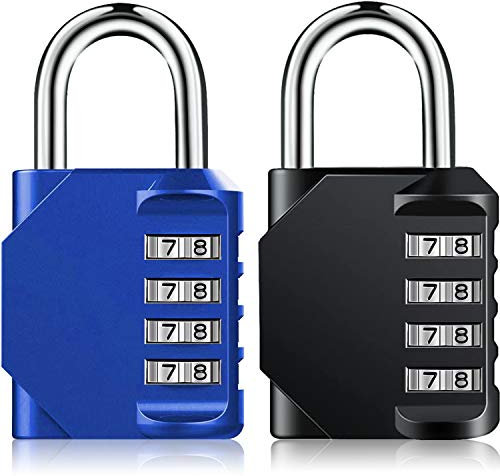Combination Padlock Outdoor Heavy Duty, 2 Pack Resettable and Waterproof Locker Padlock for Shed, Gate, Fence, Backyard, Gym and School Lockers, Toolbox, Garage (Black and Blue)