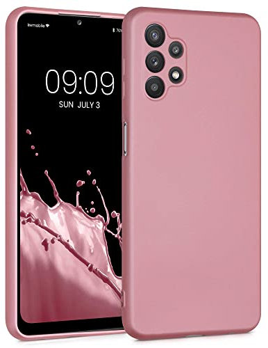 kwmobile Case kompatibel mit Samsung Galaxy A32 5G Hülle - Schutzhülle aus Silikon metallisch schimmernd - Handyhülle Metallic Rosegold